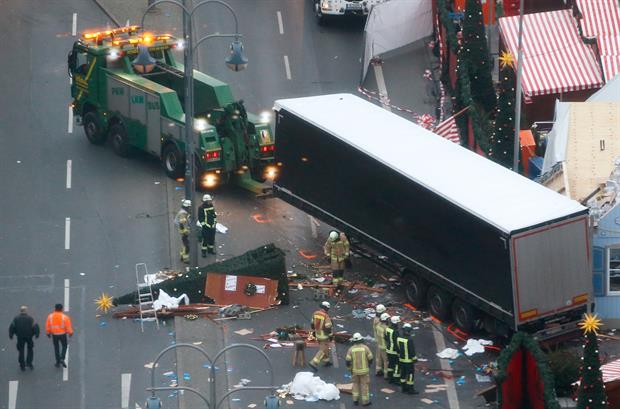 Imagen posterior al ataque terrorista realizado recientemente en Berlín utilizando un camión.