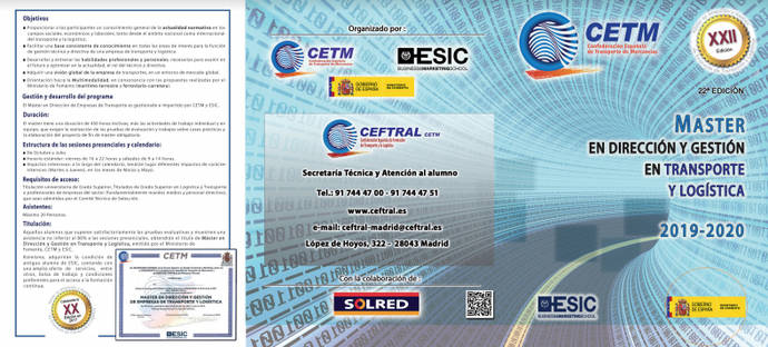 Convocada la 22ª edición del Máster de Transporte CETM, 2019-2020