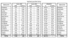 La cifra de matriculaciones por marcas.