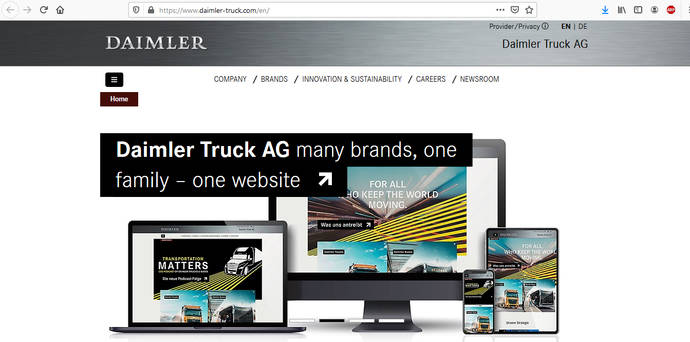 Daimler Truck AG; varias marcas, una familia, una nueva página web