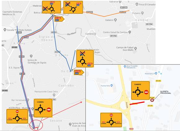 Obras de mejora de la N-550 de A Rocha, en Cambre