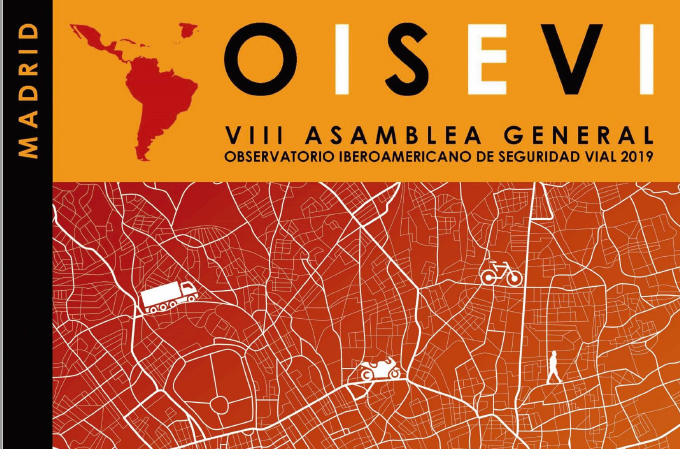 Cartel de la VIII Asamblea General del Observatorio Iberoamericano de Seguridad Vial.