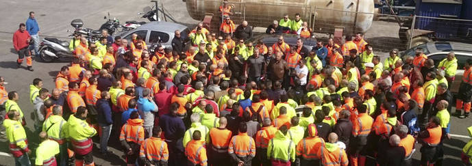 Protestas durante la pasada huelga del sector de la estiba.