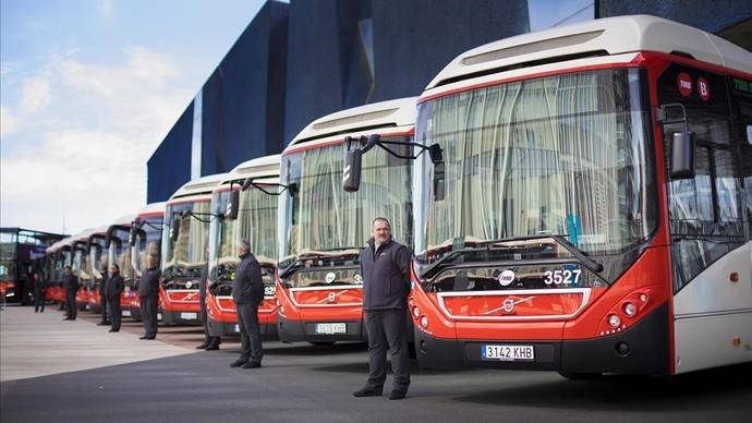 Algunos de los nuevos autobuses de TMB.