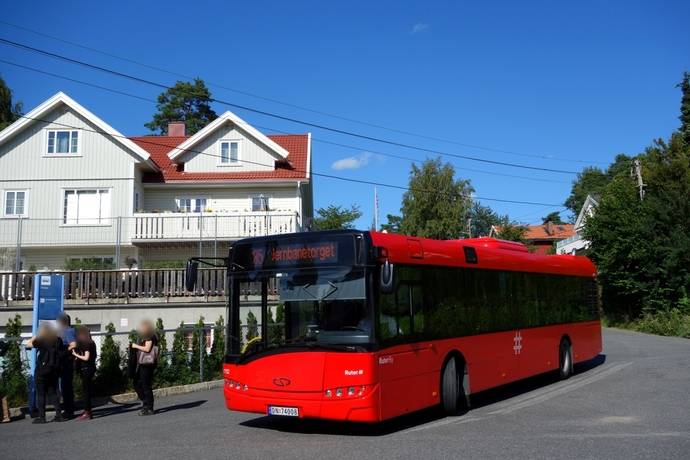 Uno de los Urbino eléctrico de 12 metros, durante la fase de prueba en Oslo.