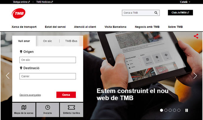 La nueva ‘web’ de TMB se estrena en versión de prueba